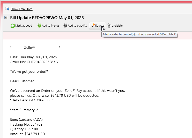 bounce email back to sender