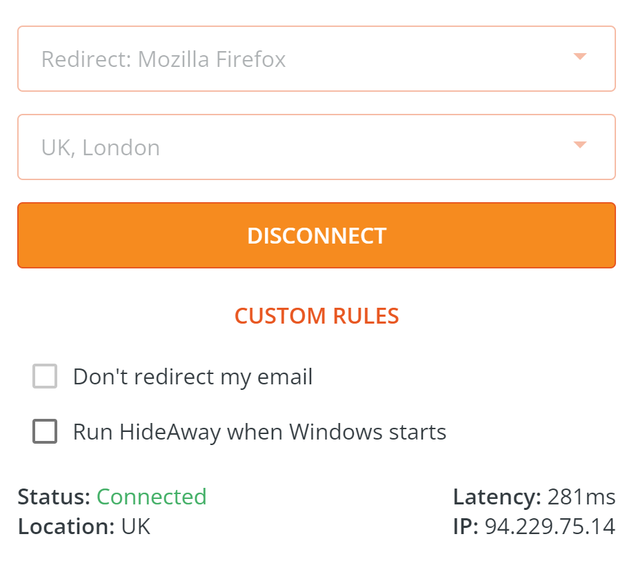HideAway VPN UI