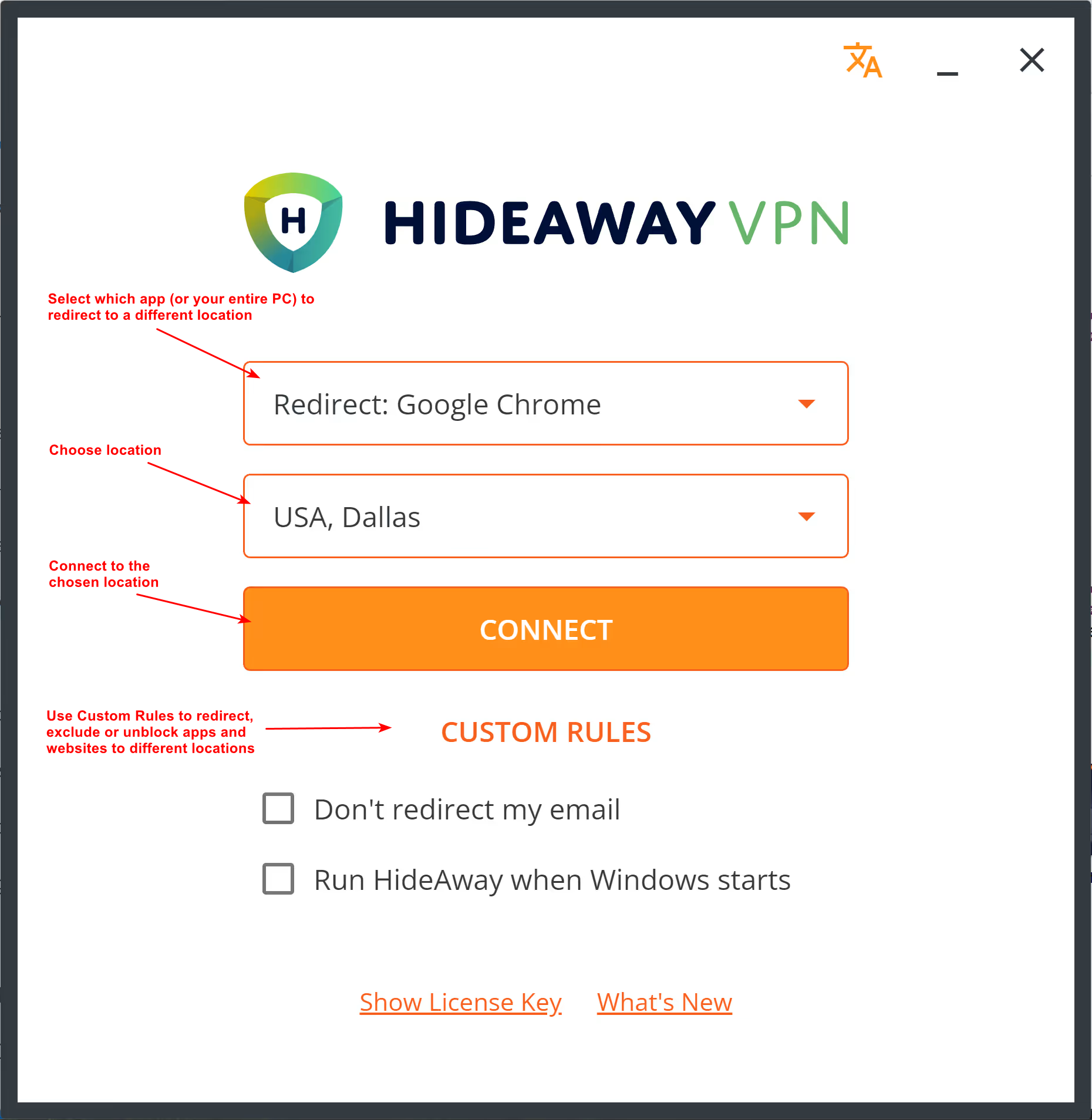 HideAway VPN UI